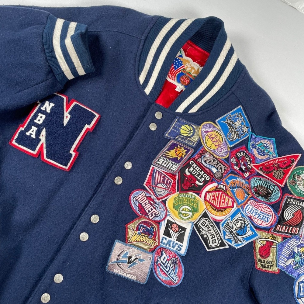 Jeff Hamilton NBA Patches Wool‎ Varsity Jacket Mens National Basketball 3XL